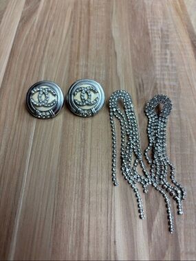 Rhinestone drop earrings and sheild earrings